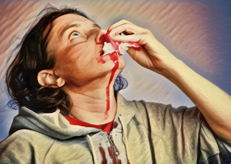 Illustration of nose bleeding