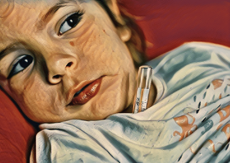 Illustration of a child suffering from Febrile Convulsions