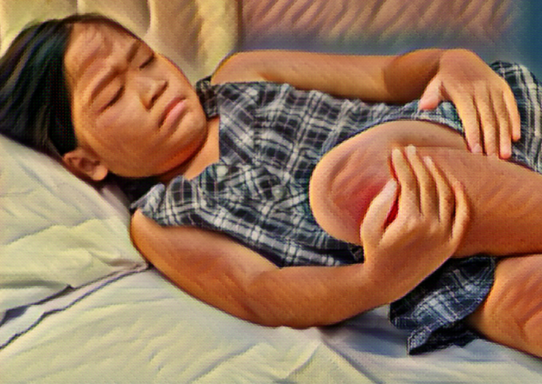 Illustration of a child suffering growing pains