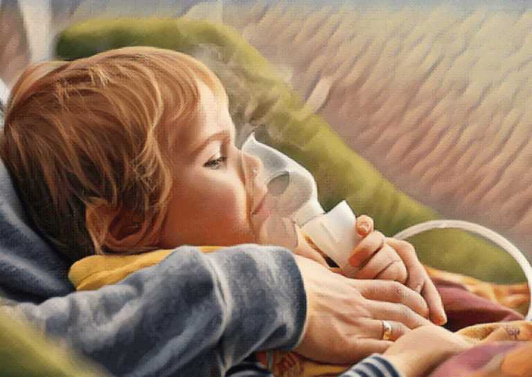 small child with inhaler croup