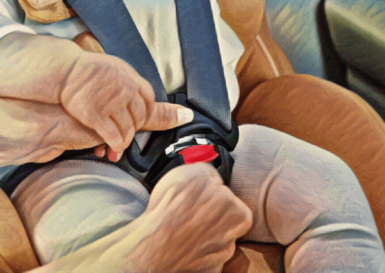 Clipping baby into car seat